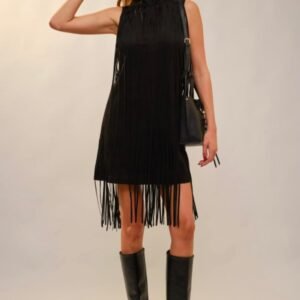 Suede-Fringe-Mini-Dress